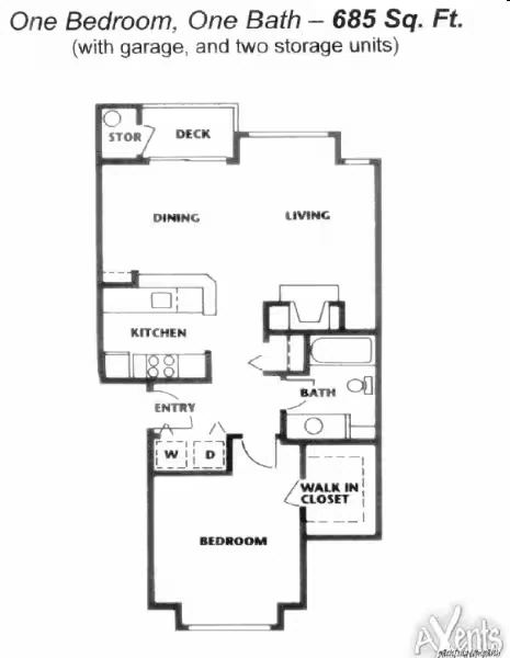 1x1 w/Garage F102 floor plan
